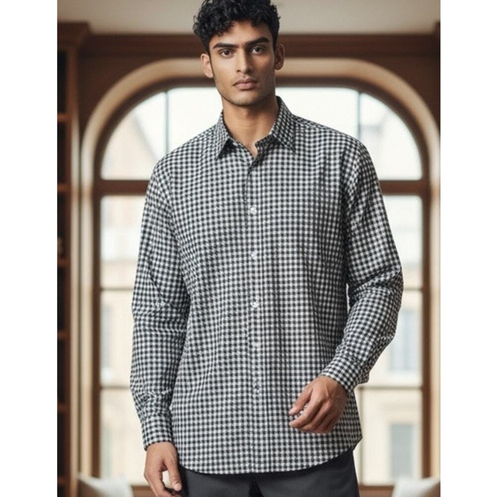 Duck Head Men's Button Down Shirt 2XL Gray Plaid Preppy College Wrinkle Free